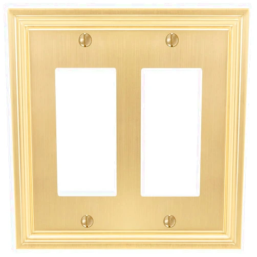 Amerelle 98RRSB Daltry Wallplate, 2 Rocker, Cast Metal, Satin Brass, 1-Pack