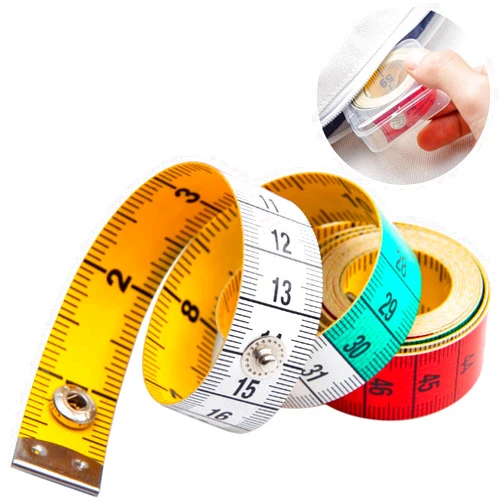 Ailile Tape Measure Measuring Tape for Body Fabric Sewing Tailor Cloth Knitting Home Craft Measurements,60-inch/150-cm Soft Multicolor Tape Measure Body Measuring Tape Set with Snap Button Closure,Dual Sided