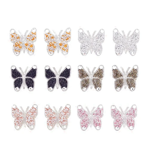 FINGERINSPIRE 12Pcs Butterfly Rhinestone Patches Butterfly Iron on Patches for Clothing Repair,Jeans Jackets,Backpack Shoes Decoration Patches