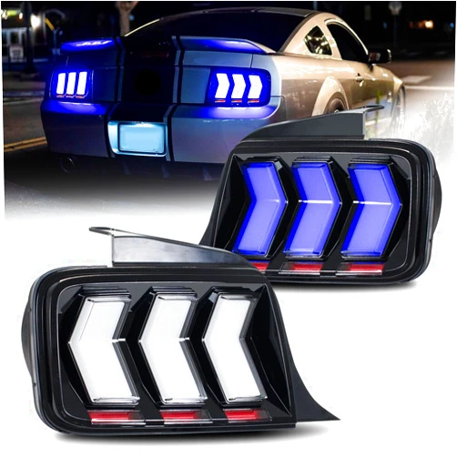 HCMOTIONZ LED Tail Light Assembly Compatible with Ford Mustang 2005-2009 Start up Animation & Sequential Turn & Six turn signal mode Signal Assembly (RGB TAILLIGHT)