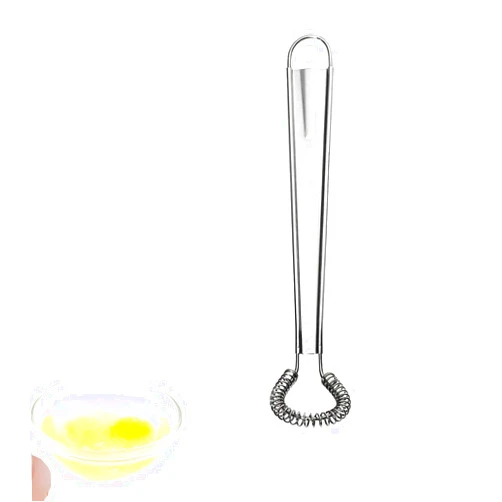 I Kito Stainless Steel Mini Spring Egg Beater Silicone Whisk Magic Hand Held Sauce Stirrer Blender Milk Frother Foamer Coffee Mixer (Steel Coil)