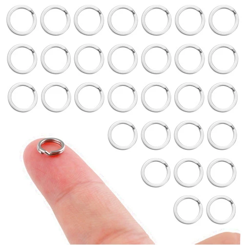 NQEUEPN 30pcs Split Rings, 8mm Stainless Steel Small Key Chain Mini Keychain Rings Split Open Jump Rings for Jewelry Making Metal Keyring Connectors Key Ring Attachment for Car Keys Craft Making