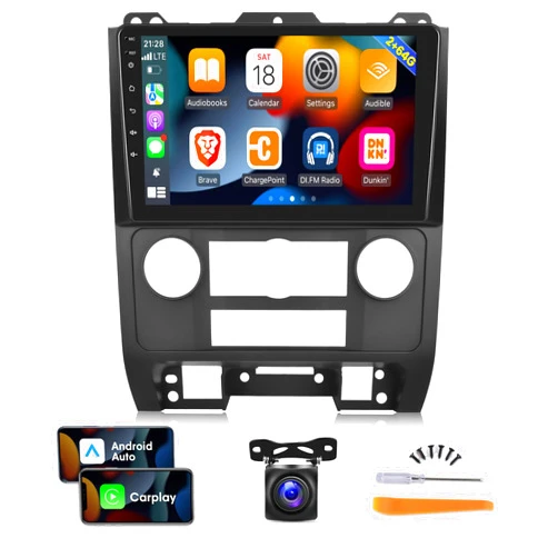 EKAT 2GB+64GB Android Car Radio for Ford Escape Kuga Mazda Tribute 2007-2012, 9 inch Touch Screen Car Stereo, Carplay&Android Auto/Wi-Fi/Bluetooth/1080P+AHD Backup Camera+MIC