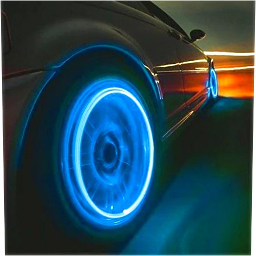 Un-branded 4X Vehicle Non-Flashing Tire Valve Stem Caps LED Lights 4-Piece Car Kit (Blue)