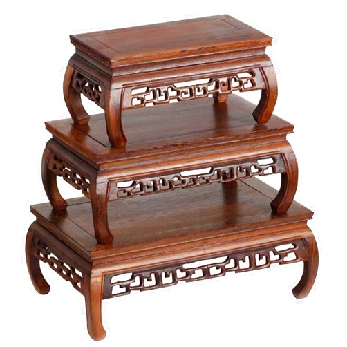 BYWMY Set of Altar Table Openwork Engraving Wooden Shrine Altar Shelf Small Tea Table Japanese Meditation Table Set for Room Personal Spiritual Puja Table for Small Spaces Natural Decoration