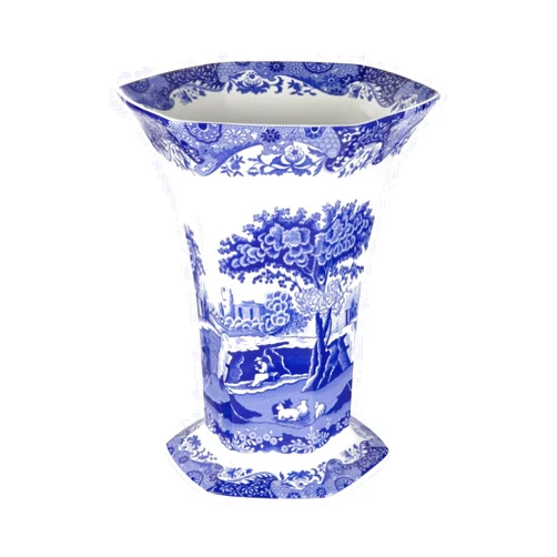 Portmeirion Spode Blue Italian Hexagonal Vase - 10.5