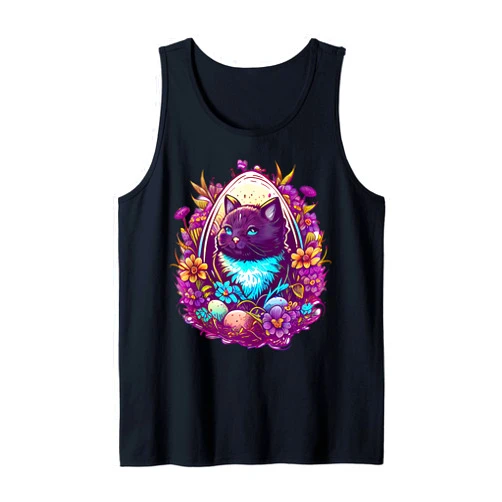 The Beautiful Easter Animal Art Shop Beautiful Cat Art for Easter Tank Top