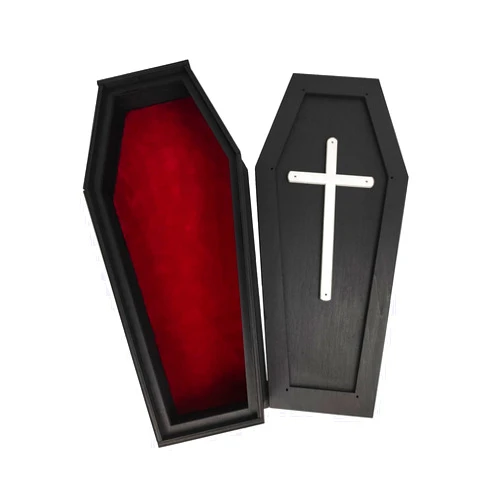 Handmade Creative Hobbies Large 13 Inch Halloween Coffin Box, Fillable Box for Doll,Halloween Décor, Party Favor, Goth, Decoration