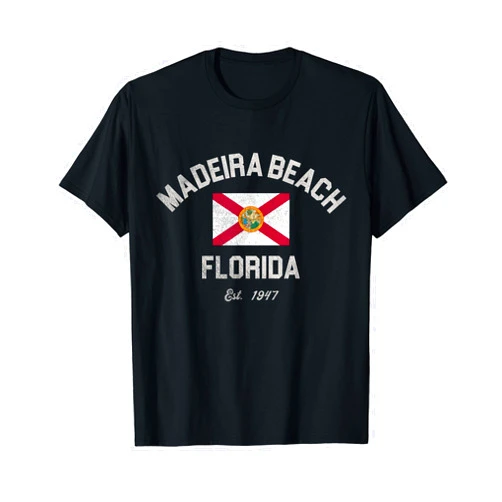 Palms Beach Vintage Apparel & Gifts Vintage Madeira Beach Florida FL Retro Flag T-Shirt