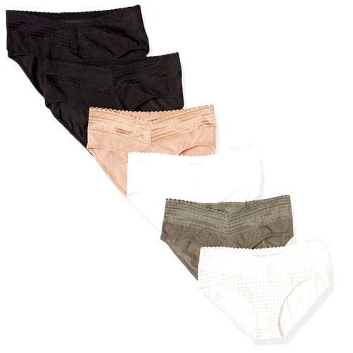 Warner's Women's Blissful Benefits Dig-Free Comfort Waist with Lace Cotton Hipster 6-Pack Ru2266w