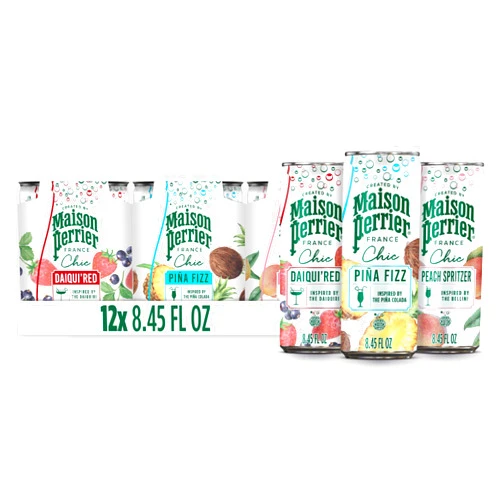 Maison Perrier Chic Variety Pack Flavored Sparkling Beverage, Low Calorie, Mocktails, 12-Pack