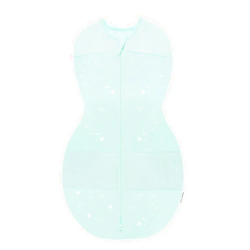Happiest Baby Sleepea 5-Second Swaddle - 100% Organic Cotton Baby Swaddle Blanket - Doctor Designed Promotes Healthy Hip Development (Teal Stars, Small)