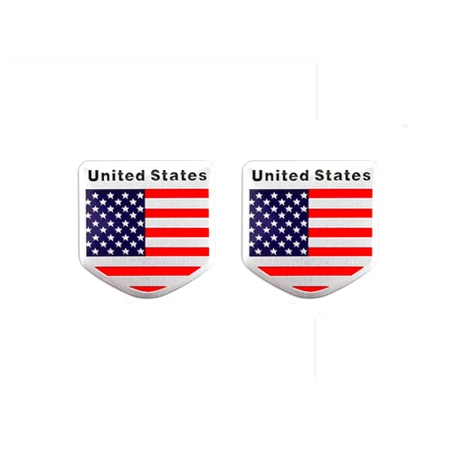 TOPOND 2 Pack of 3D Aluminium American Flag Sticker US USA Flag Car Door Fender Badge Hood Head Tailgate Rear Emblem for Ford F-150 Mustang GT Dodge Ram Chevrolet Accessories