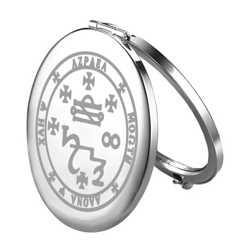 FEELMEM Archangel Gift Angel Seal Archangel Azrael Sigil Compact Makeup Mirror Solomon Talisman Gift Amulet Mirror