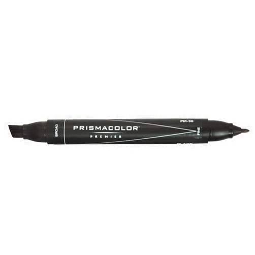 Prismacolor Double-Ended Marker, Broad and Fine Tip, PM98 Black (3510)