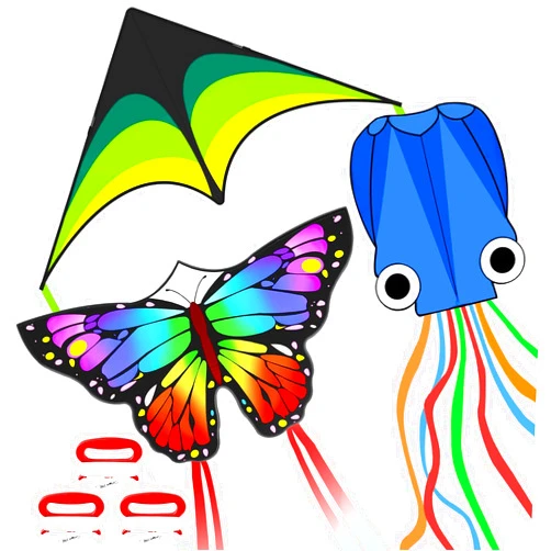 Mint's Colorful Life 3 Pack Kites for Kids and Adults, Easy to Fly Butterfly Delta Octopus Kite Set for Beginners, Large Beach Kites for Family Outdoor Games & Activities
