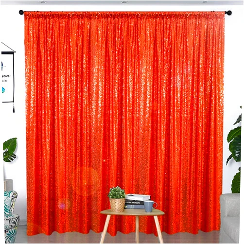 Partisout Sequin Backdrop Curtain 4x8 Orange Glitter Backdrop Fabric Sequin Backdrop Curtains Panels Blackout Curtains Photo for Baby Shower Wedding Party Videos Fabric Backdrop Photo Booth Backdrop