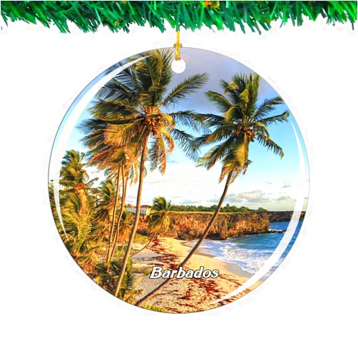Weekino Barbados Christmas Ornament City Travel Souvenir Collection Double Sided Porcelain 2.85 Inch Hanging Tree Decoration
