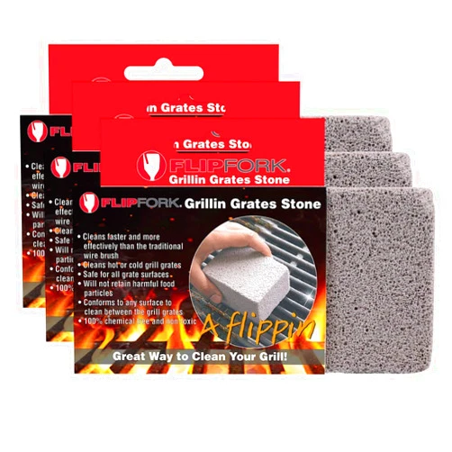 FLIPFORK 3 Pack Grill Cleaning Grate Stone for Faster and Safer Cleaning of Griddles and Flat Top Grills - Easily and Effectively Cleans All Grate Surfaces