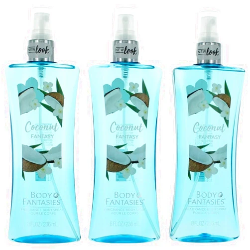 Parfums De Coeur Coconut Fantasy by Body Fantasies, 3 x 8 oz Fragrance Body Spray women