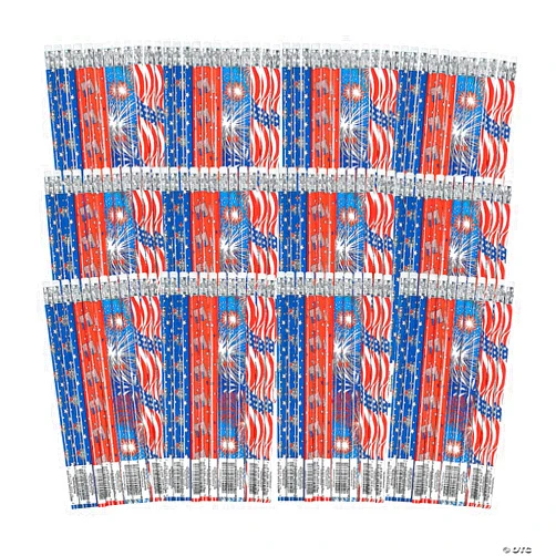 Fun Express USA Patriotic Pencils - Bulk set of 144 - Fourth of July party favors and giveaways