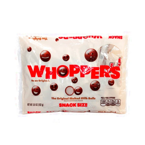 Whoppers Malted Milk Balls, Snack Size packs, 3.6 oz bag