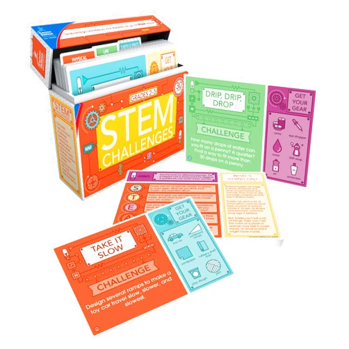 Carson-Dellosa Publishing LLC Carson Dellosa Stem Challenges Learning Cards Kit, 30 Science Projects, Stem Kits for Kids Ages 8-12, Science Experiments, Hands-On Activities for Homeschool or Classroom, Grades 2-5