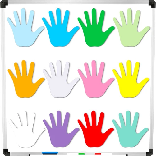 Naozinebi Colorful Hand Magnetic Cutouts Hand Accent Magnet Bulletin Board Classroom Decoration Hand Magnetic Name Tag Label for DIY Craft Art Project Chalkboard Home Wall Refrigerator Decoration Supplies
