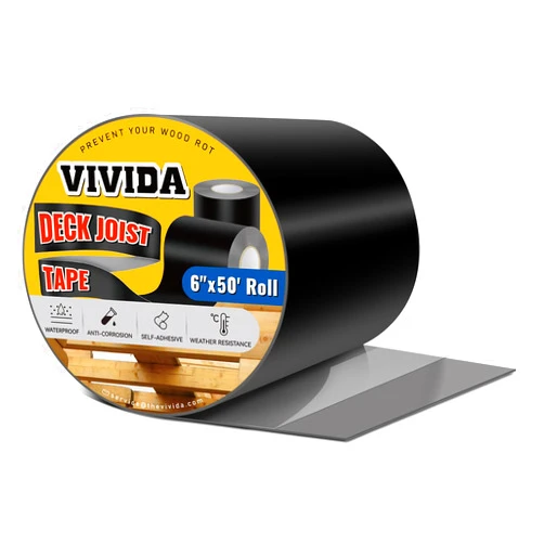 VIVIDA Deck Joist Butyl Tape 6 Inch × 50 Feet, Butyl Joist Flashing Tape for Decking, Waterproof Deck Joist Tape for Wood Joists & Beams, 1 Roll