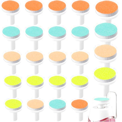 Mudder 24 Pieces Baby Nail File Pads Nail Trimmer Replacement Pads Electric Baby Nail Grinding Heads for Standard Electric Kid Nail Trimmer Suits to Newborn Infant Toddler (Pink, Light Blue, Green, Orange)