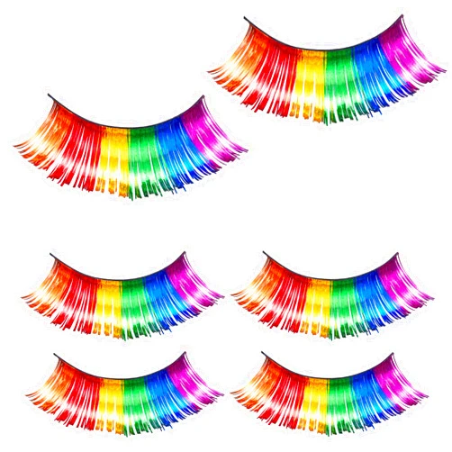 Blulu 3 Pairs Rainbow Eyelashes Flashy Tinsel Party Clown Eyelashes Halloween Accessories for Stage Cosplay Supplies
