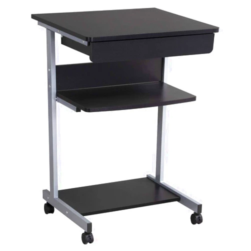 Yaheetech Mobile Lectern Podium Rolling Standing up Desk for Reading - Laptop Stand w/Tilted Top Board & Edge Stopper