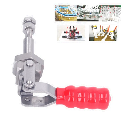 FAUOSWUK GH 36202 SS WDC Toggle Clamp, Stainless Steel Plunger Stroke Toggle Clamp Push Pull Quick Release 91kg Holding Force for Woodworking Craftsmen