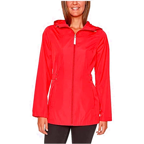 Jones New York Women's Rain Jacket Parka In A Pocket Windbreaker (Red, XX-Large)