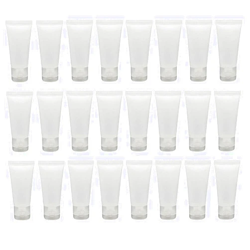 UPSTORE 24PCS 30ml/1.7oz Empty Refillable Clear Plastic Squeeze Soft Tubes with Flip Cover Lotion Bottle Travel Sample Packing Cosmetic Makeup Container Storage Vials Jars for Facial Cleaner Toiletries