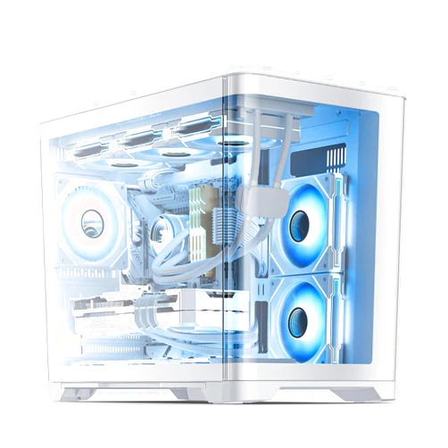 AsiaHorse Pegasus Micro ATX PC Case Dual Chamber 270° Full View Tempered Glass Huge Space MATX Gaming PC Case-360mm Radiator, RTX 40 Compatible, High Airflow Full-Tower MATX Computer Cases-White