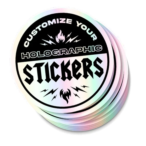 InstMerch Custom Holographic Stickers — Personalized Custom Decals for Business Logo — Rainbow Film Individually Cut Labels (2”x2” Circle, Pack of 20)