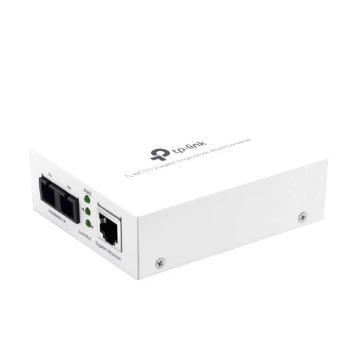 TP-Link Gigabit SFP to RJ45 Fiber Media Converter TL-MC101 | Fiber to Ethernet Converter | 10/100/1000Mbps RJ45 Port to 1000Base-LX Single-Mode Fiber, White