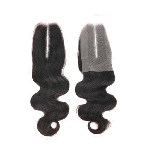 TOOCCI Body Wave Lace 2x6 Kim K Closure Brazilian Remy Human Hair Middle Part Transparent Swiss Lace Wavy Closure with Baby Hair Natural Black Color (8 inch, 2x6 Closure)