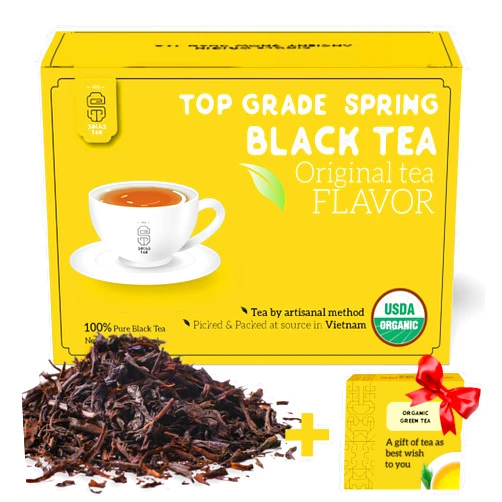 SACHS TEA 1773 Premium 100 Percent Organic Spring Black Tea 50 Cups (3.52oz) | Bold & Flavorful | Includes 3 Bonus Tea Bags | Packed & Shipped Direct From Source In VietNam