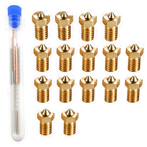 TIEXYE 16Pcs V6 Nozzles kit Compatible for E3D V5 V6 Hotend, V6 Nozzle 0.2/0.3/0.4/0.6mm Compatible with ANYCUBIC I3 Mega A8 Prusa I3 MK3/MK3S 3D Printer, and 10Pcs 3D Printer Nozzles Cleaning Needles,