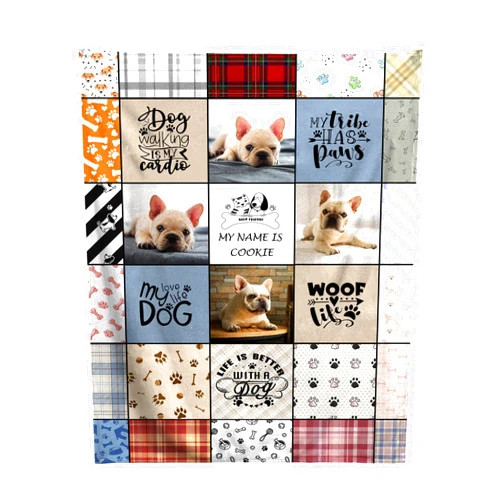 BLYIUKR Personalized Dog Blanket with Photos Custom Gifts for Pet Dog Lovers, Customized Puppy Blanket for Pets, Dog Lovers Gifts, Dog Mom Gifts for Women, Super Soft Flannel Fleece 40''x 30''