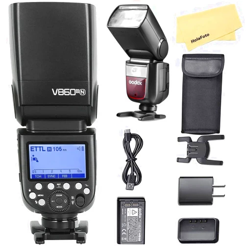 Godox V860III-N Camera Flash for Nikon Camera Flash Speedlight Speedlite Light,2.4G HSS 1/8000s,480 Full-Power Flashes,7.2V/2600mAh Li-ion Battery,0.01-1.5s Recycle Time,10 Levels LED Modeling Lamp