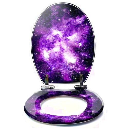 DERUINVAIO Colored Toilet Seat with Slow Close, Watercolor Purple Nebula Stars Outer Space Resin Toilet Seats, Easy to Install, Easy to Clean Heavy Duty Deluxe Toilet Seat