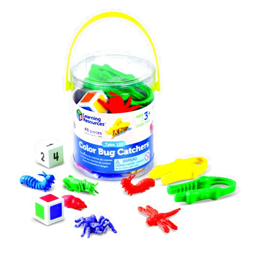 Learning Resources Take 10! Color Bug Catchers, Fine Motor Skills, for 2-4 Players, Ages 3+