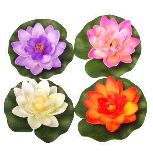 Ewanda store Set of 4pcs Floating Pond Decor Water Lily/Lotus Foam Flower