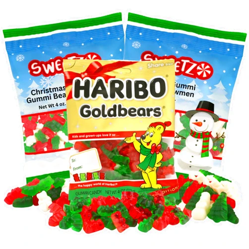 Sweetzo 2024 Christmas Gummi Candy Assortment, Gummy Bears, Trees, and Snowmen, Limited Edition Holiday Candies, 4 Ounces Each (Pack of 3)