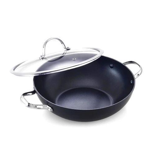 Cooks Standard Everyday Pan with Glass Lid, Chef's Pan 12-Inch Hard Anodized Nonstick All Purpose Pan 5-Quart Wok Stir Fry Pan, Black