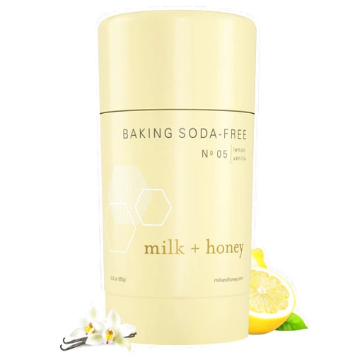 milk + honey Deodorant No. 05 – Baking Soda Free, Aluminum-Free Natural Deodorant for Women & Men, Lemon and Vanilla Scent, 2.6 oz