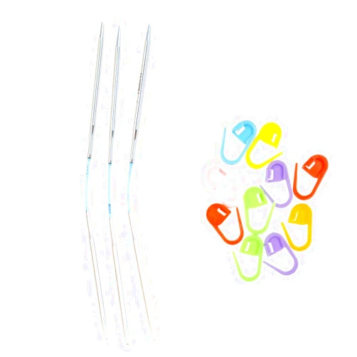 addi FlexiFlips XL 10 inch (26cm) (Set of 3) US 09 (5.5mm) DPN Double Pointed Knitting Needle Slick & Smooth Finish, Standard Tips, Smooth Joins, Blue Pliable Cord with 10 Colorful Stitch Markers